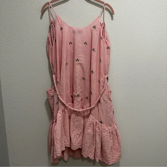 Ash&Eden Pink Daksha Mini Eyelet Dress sz L - Picture 5 of 9